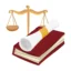Libro de leyes con un pergamino y una balanza de la justicia en el despacho de abogados Cano Fernández en Alcobendas, simbolizando los servicios legales ofrecidos en derecho penal.